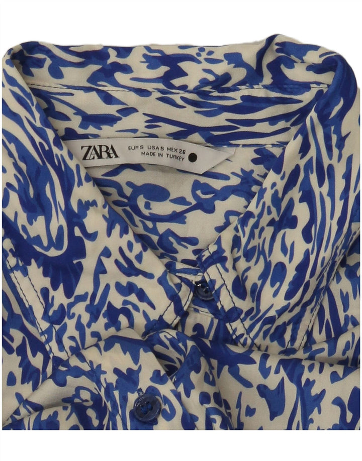 Zara Chemise ample pour femme UK 10 Petit Bleu Paisley