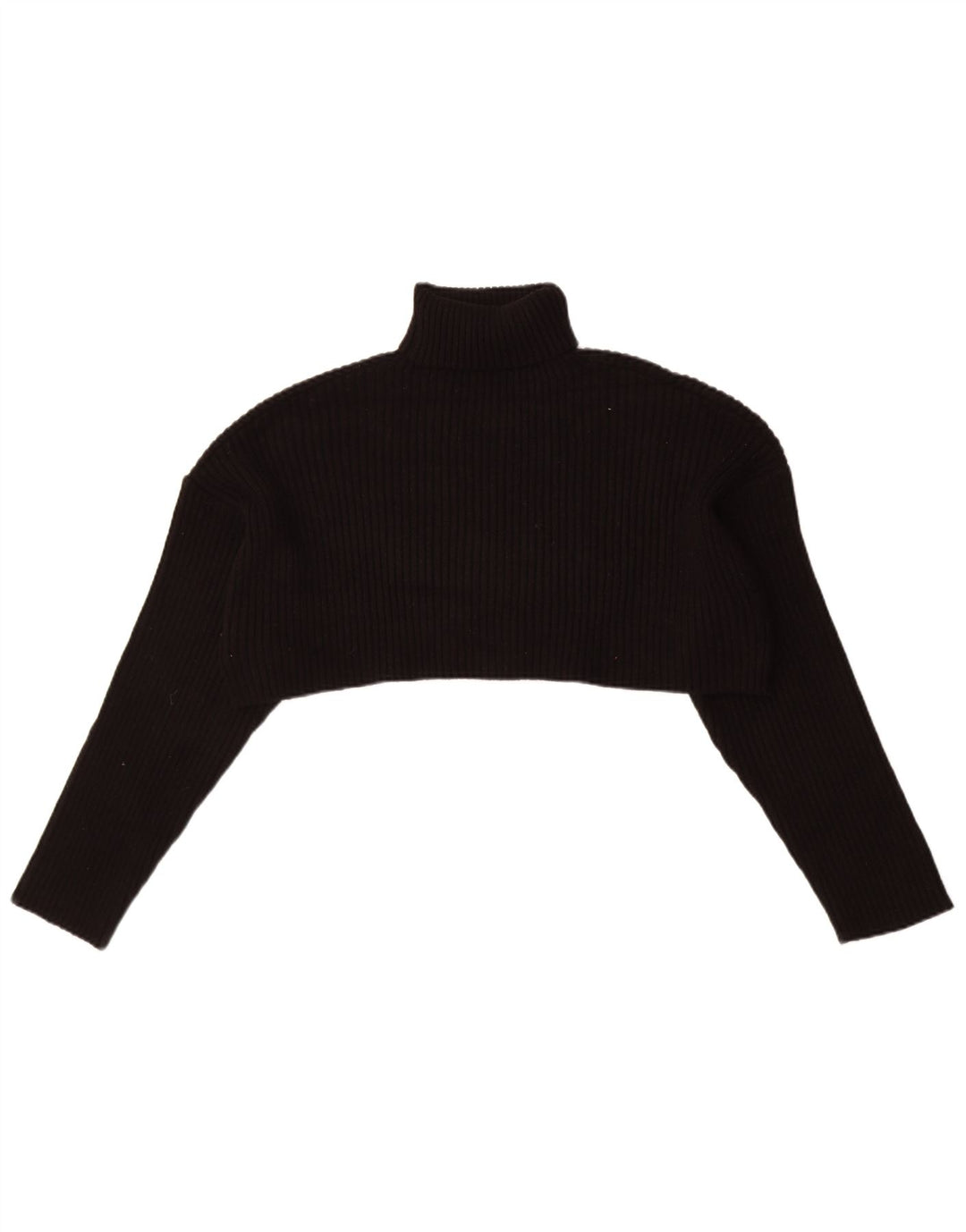 Zara Pull court surdimensionné à col roulé pour femme UK 14 Noir moyen