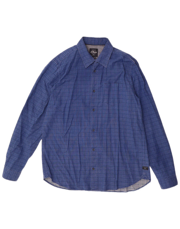 S.Oliver Chemise Homme XL Bleu Carreaux Coton