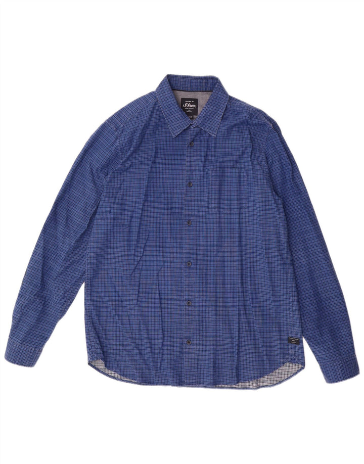 S.Oliver Chemise Homme XL Bleu Carreaux Coton