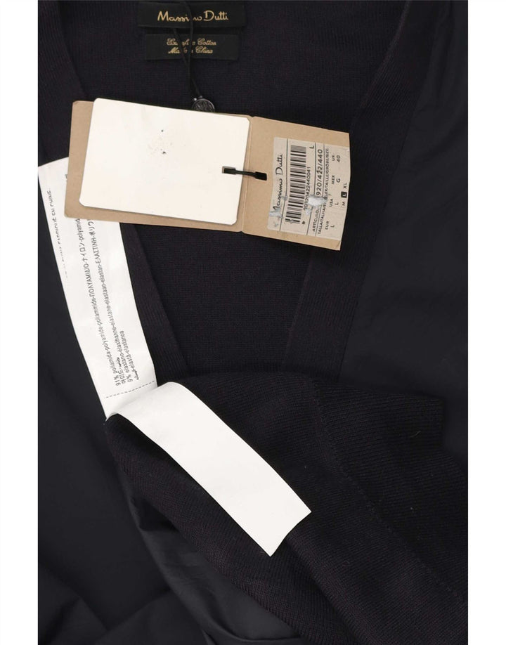 Massimo Dutti Mens Regular Fit Cardigan Sweater Large Bleu Marine Polyamide