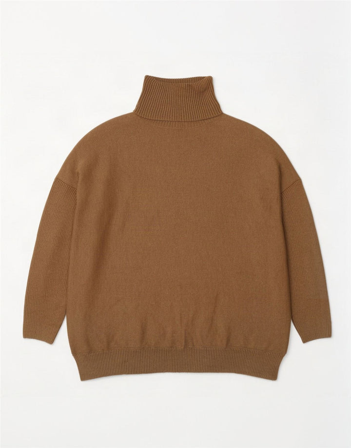 Boden Pull surdimensionné à col roulé pour femme UK 10 Petit Marron Coton
