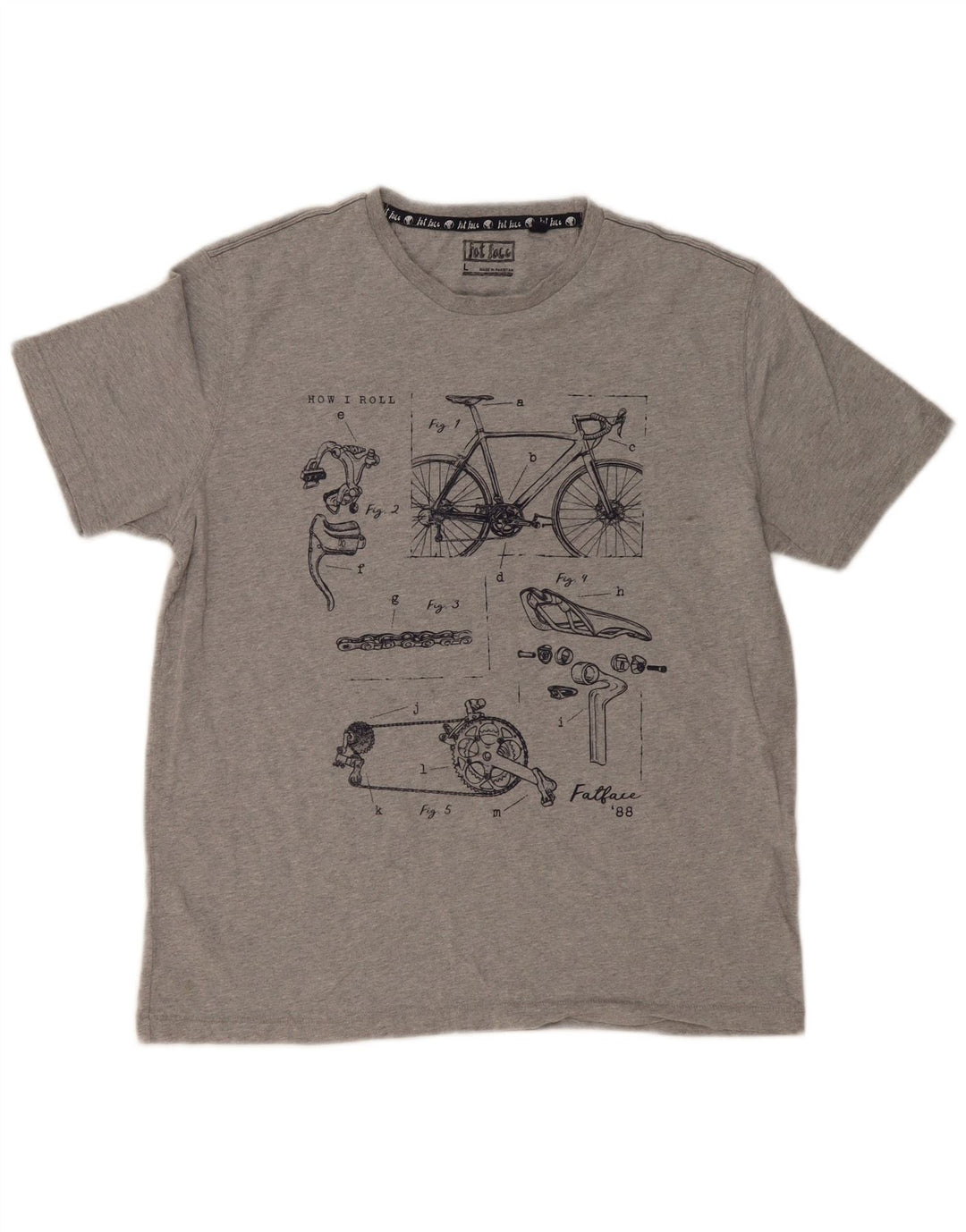 Fat Face T-Shirt Graphique Homme Haut Large Gris Moucheté Coton