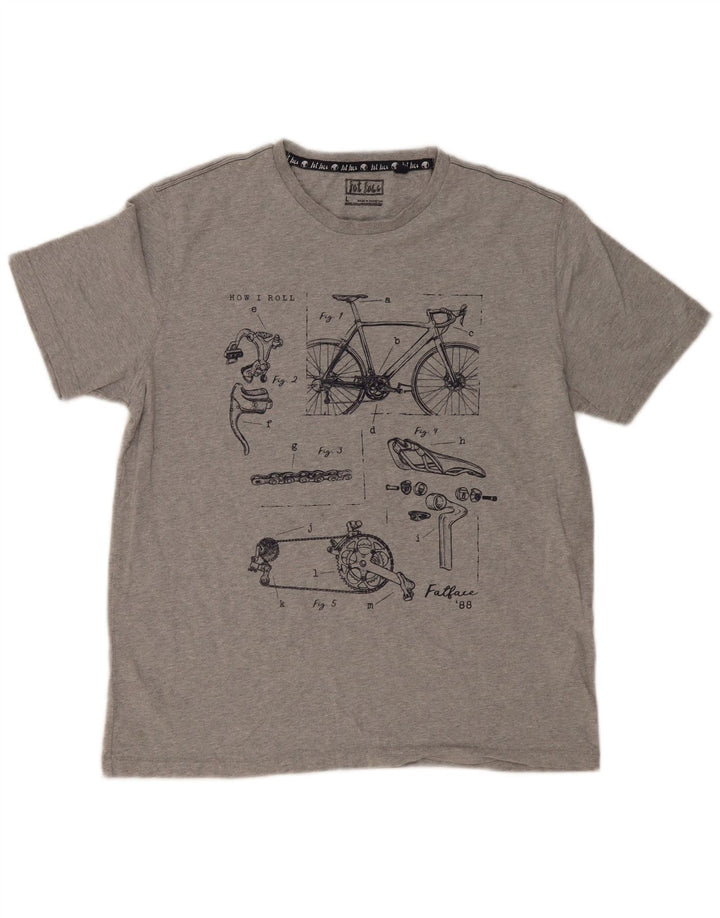 Fat Face T-Shirt Graphique Homme Haut Large Gris Moucheté Coton