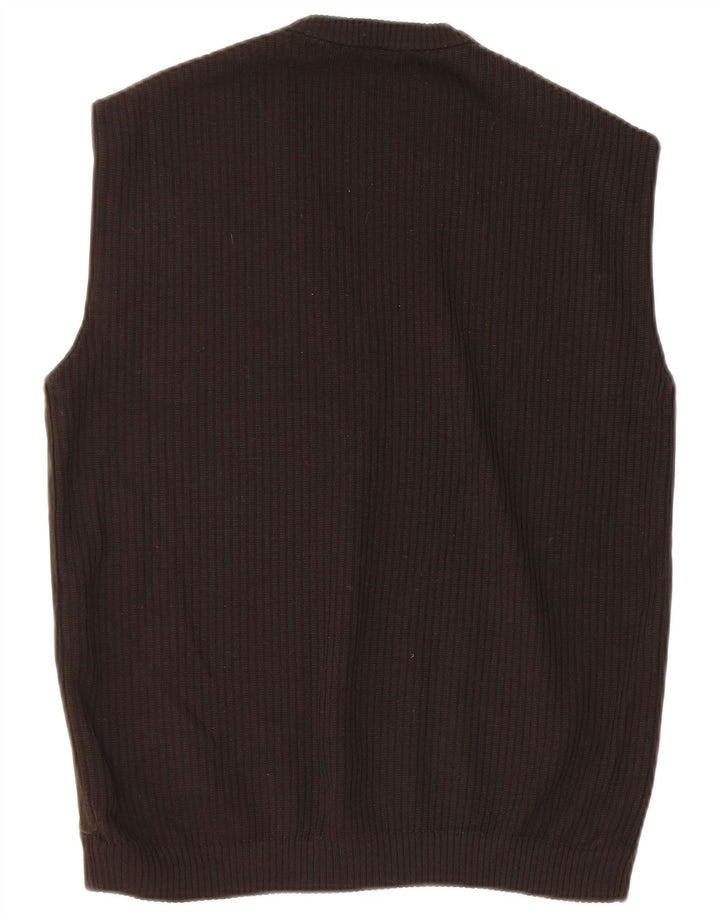 vintage Homme Daim Gilet Débardeur IT 48 Petit Marron