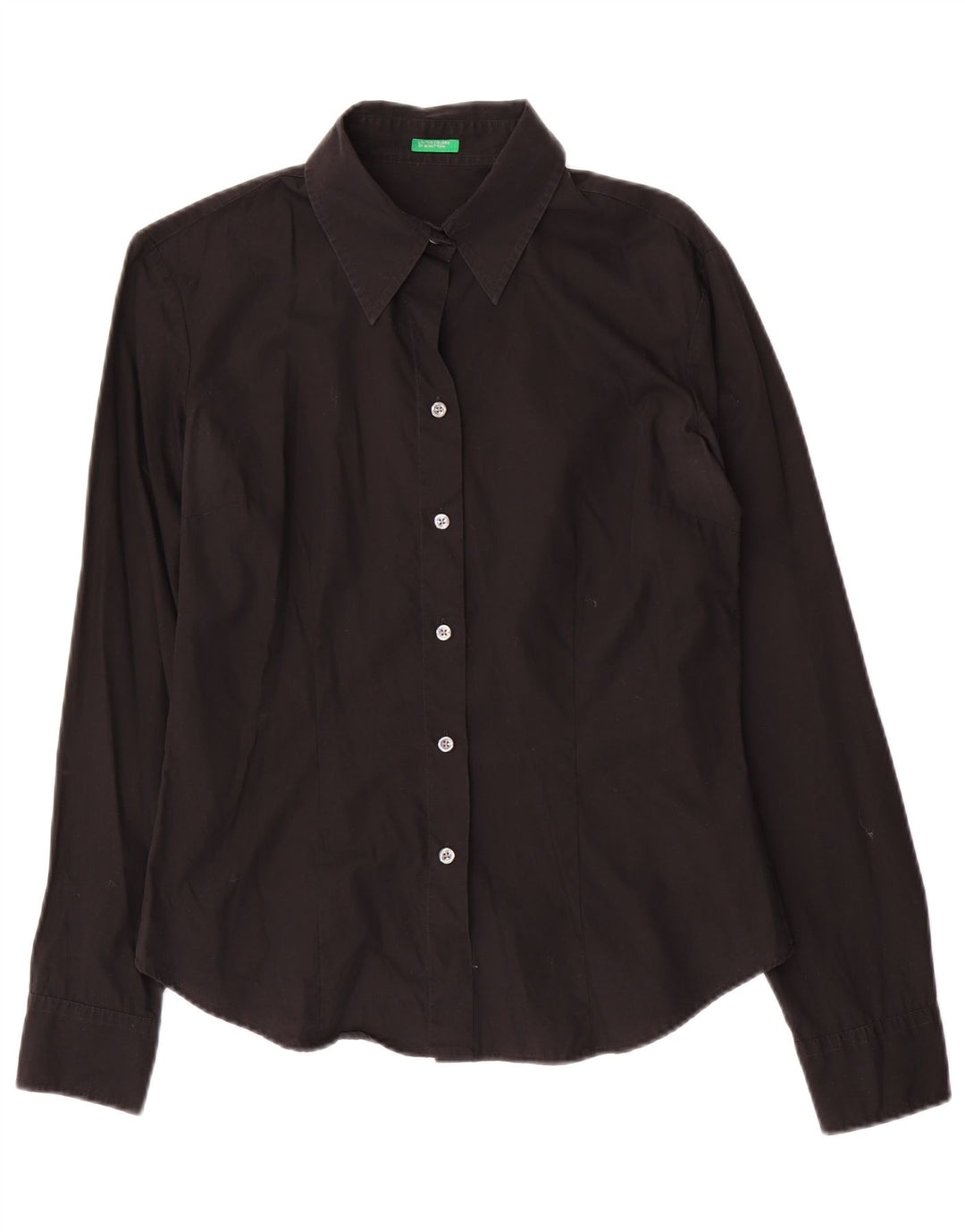 Benetton Chemise Femme UK 14 Coton Noir Moyen
