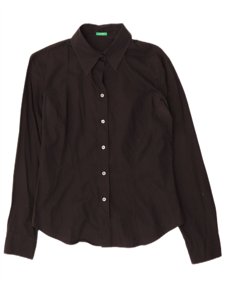 Benetton Chemise Femme UK 14 Coton Noir Moyen