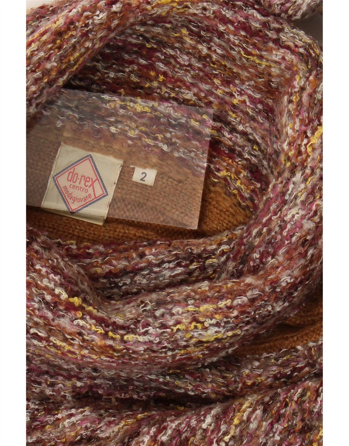 VINTAGE Femme Roll Neck Jumper Pull UK 14 Moyen Multicolore Rayé