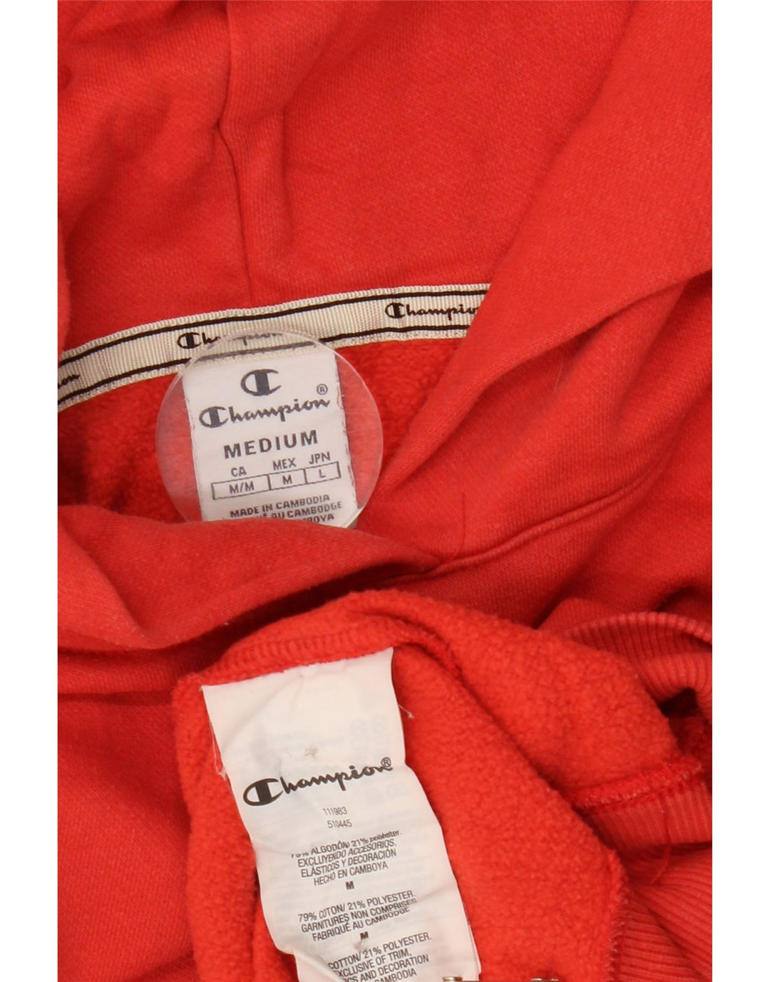 CHAMPION Pull à capuche court graphique pour femme UK 14 Rouge moyen Coton