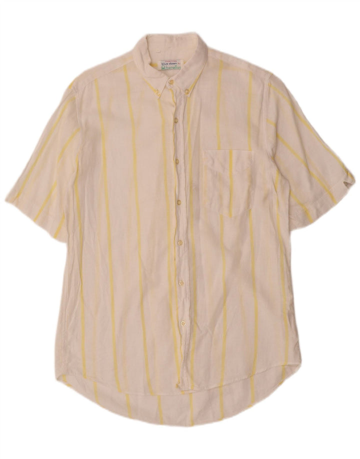 BENETTON Chemise à manches courtes homme en coton rayé blanc moyen