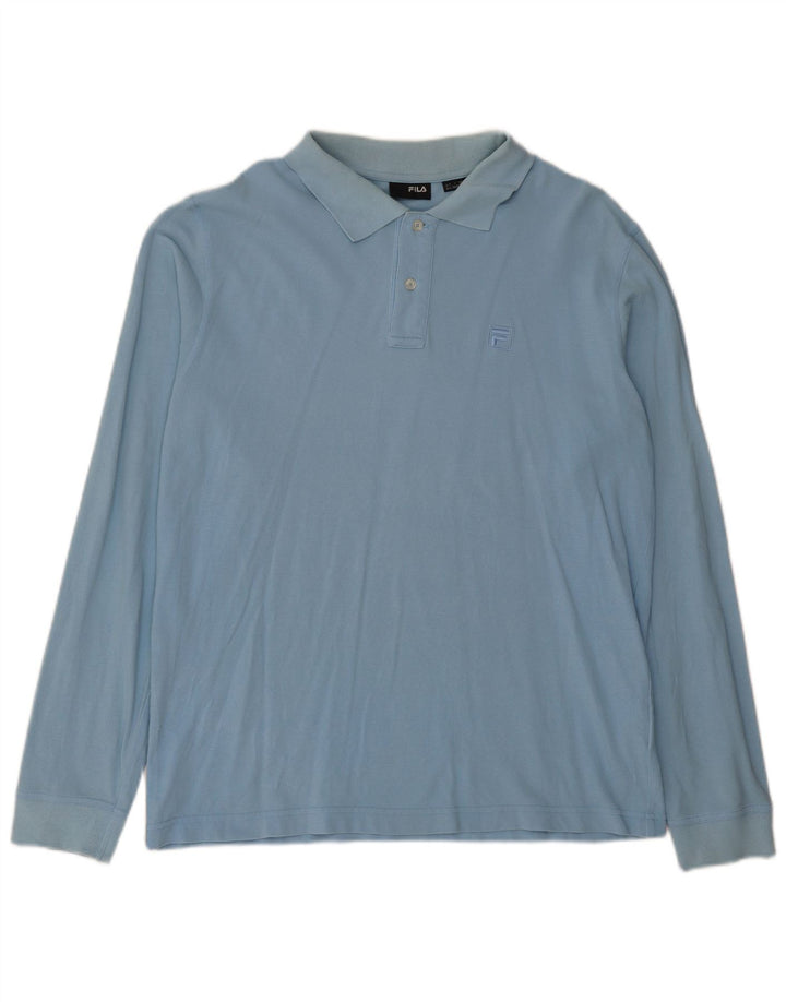Fila Polo à manches longues homme grand bleu coton