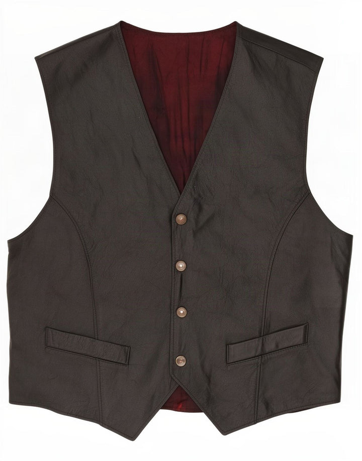 gilet en cuir homme vintage IT 52 Grand Noir