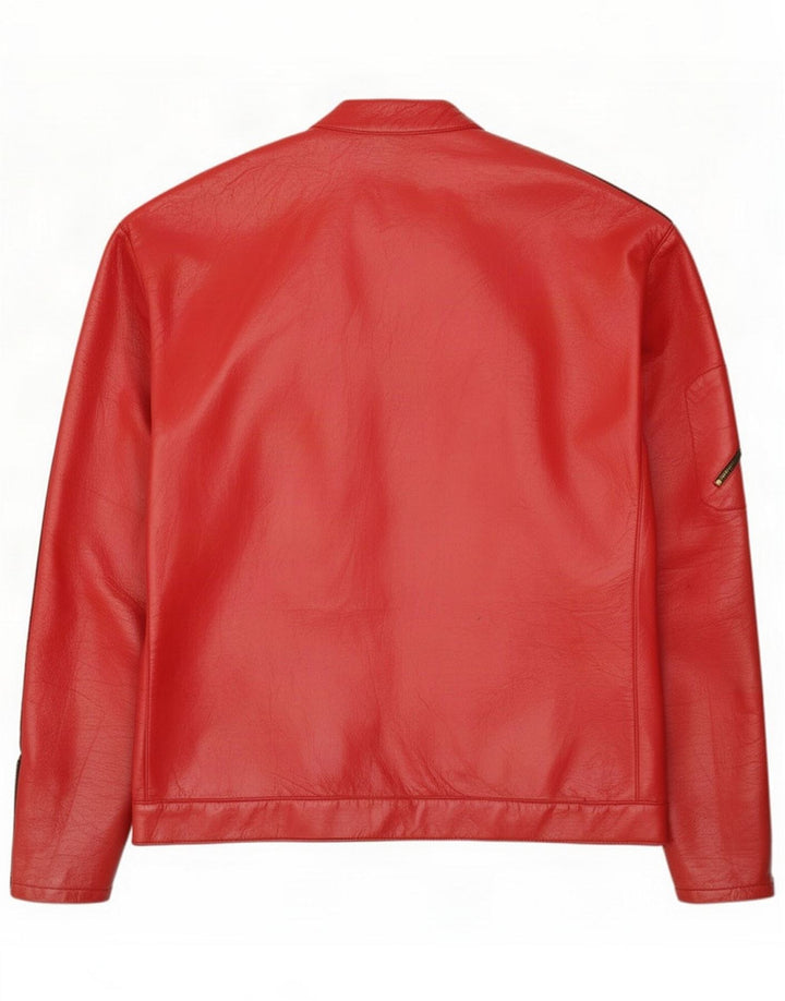 Vintage Veste en cuir pour homme UK 40 Large Rouge Colourblock