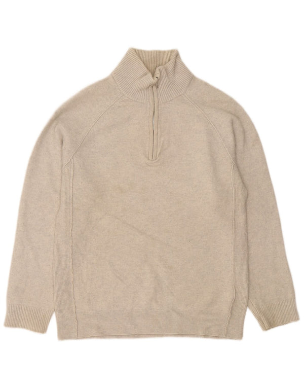 Reiss Pull col zippé pour femme UK 18 XL Laine mouchetée beige