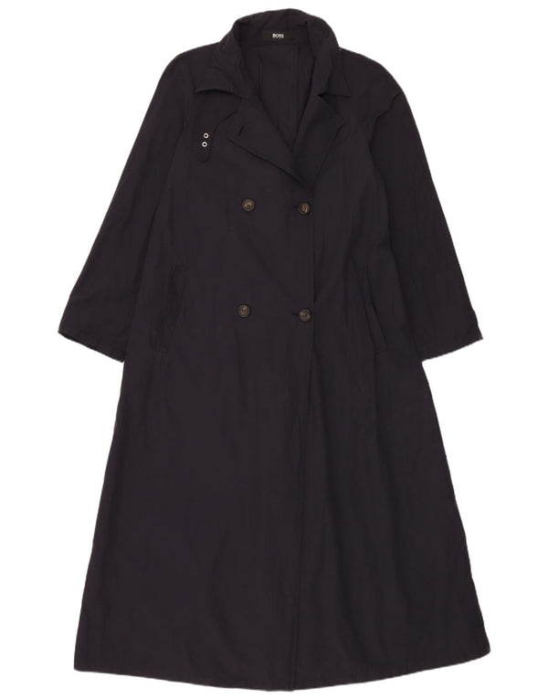 Hugo Boss Trench-coat à double boutonnage pour femme EU 42 Large Bleu marine