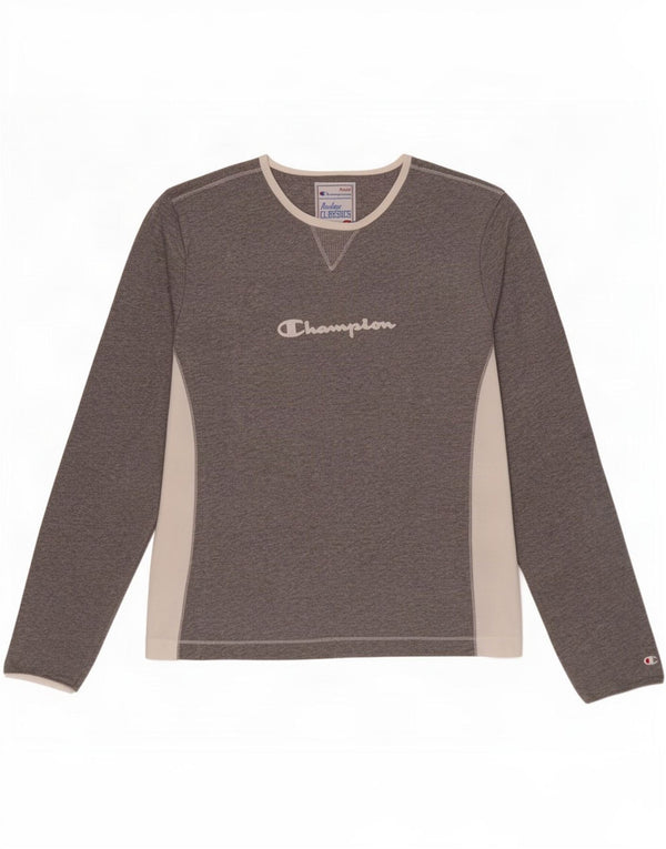 Champion Womens Heritage Classics Graphic Top Manches Longues UK 14 Large Gris
