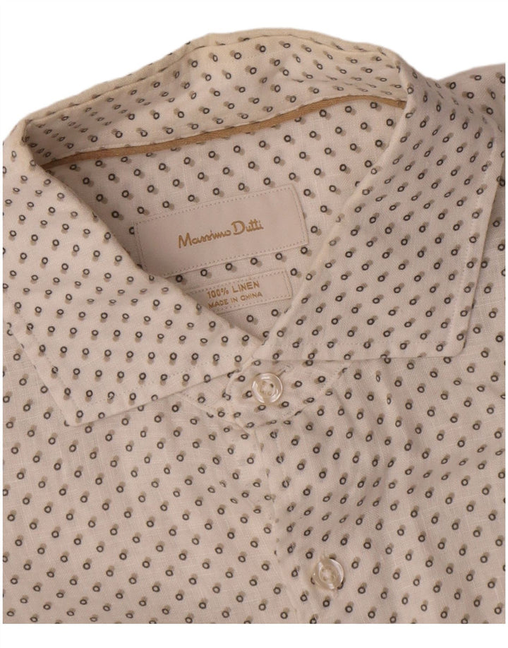 Massimo Dutti Chemise Homme Lin Pois Blanc Moyen