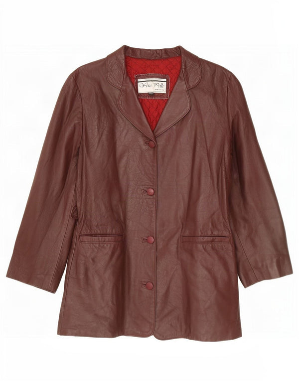 vintage Femme 4 Bouton Blazer Veste UK 14 Grande Bourgogne