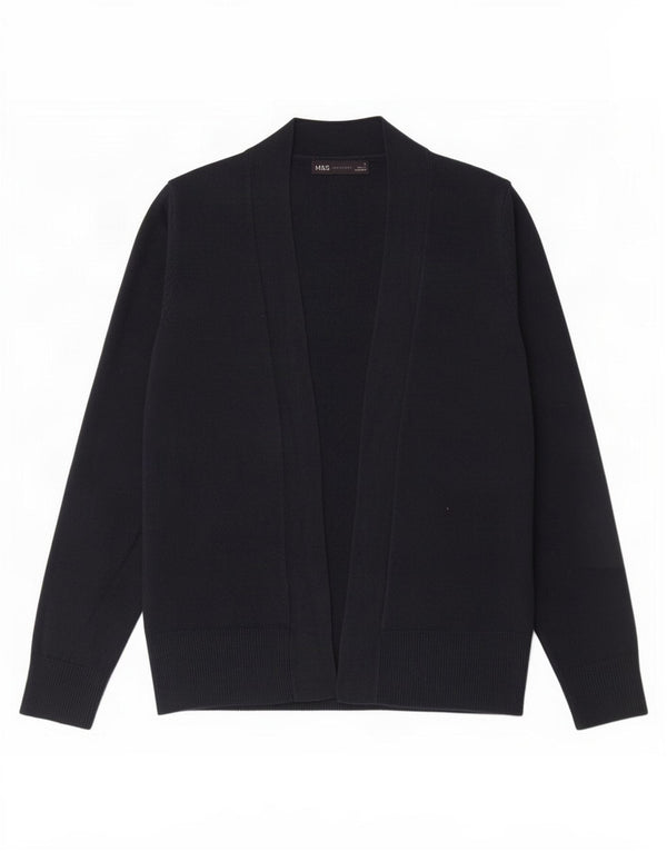 Marks & Spencer Pull Cardigan Ouvert pour Femme UK 10 Petit Acrylique Bleu Marine
