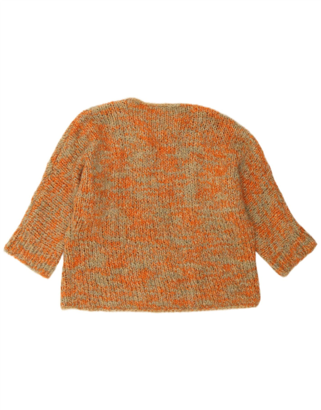 VINTAGE Femmes Crop Boat Neck Jumper Pull UK 18 2XL Orange Moucheté