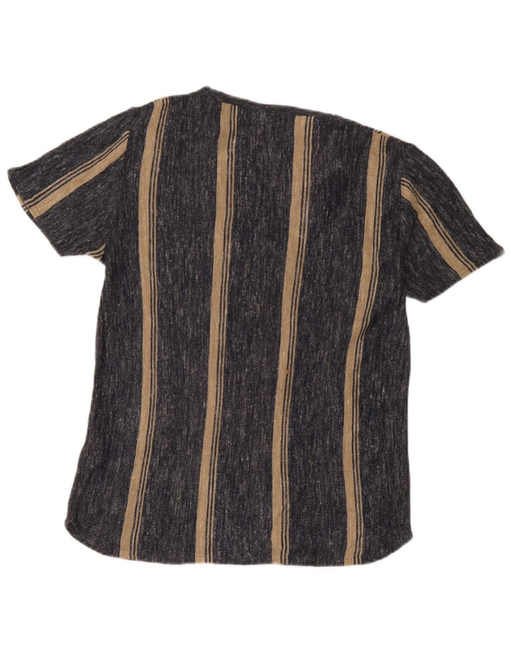 Zara Homme T-Shirt Top Petit Gris Rayé Acrylique