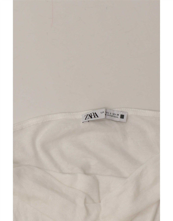 Zara Chemisier Femme Top UK 10 Petit Blanc