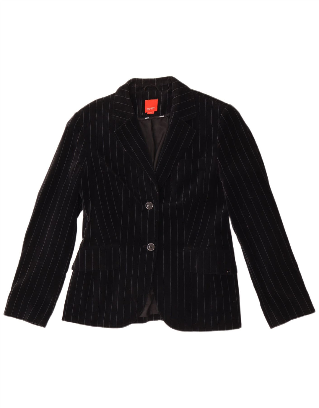 Esprit Veste blazer en velours à 2 boutons pour femme UK 14 Grandes rayures noires
