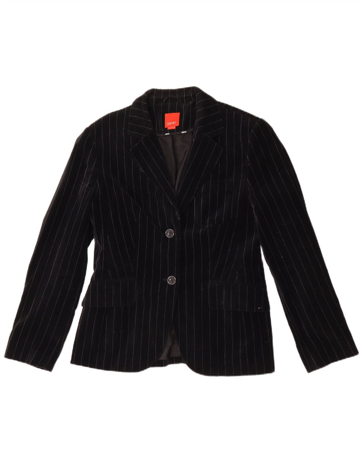 Esprit Veste blazer en velours à 2 boutons pour femme UK 14 Grandes rayures noires