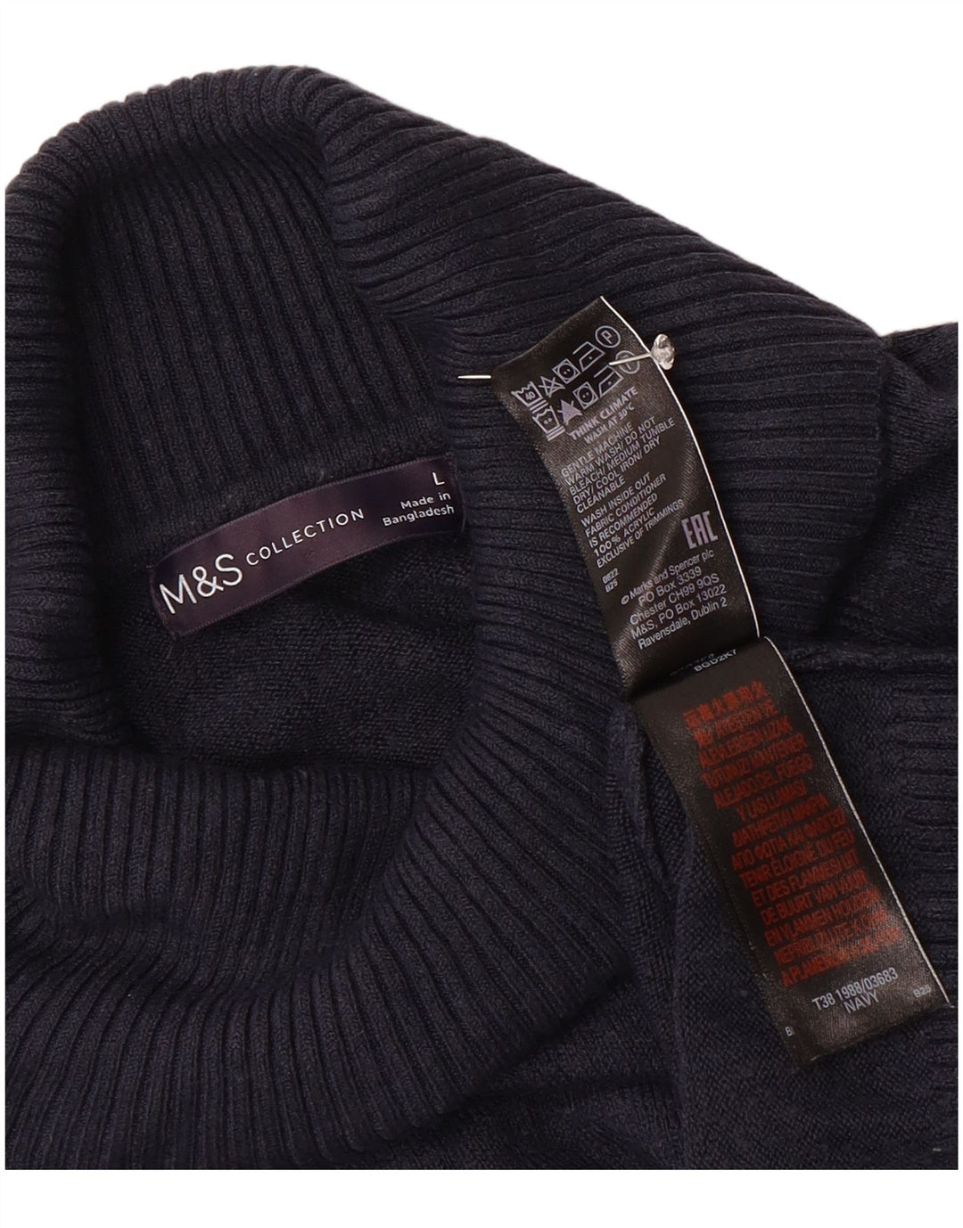 Marks & Spencer Pull col roulé pour femme UK 16 Large Bleu marine