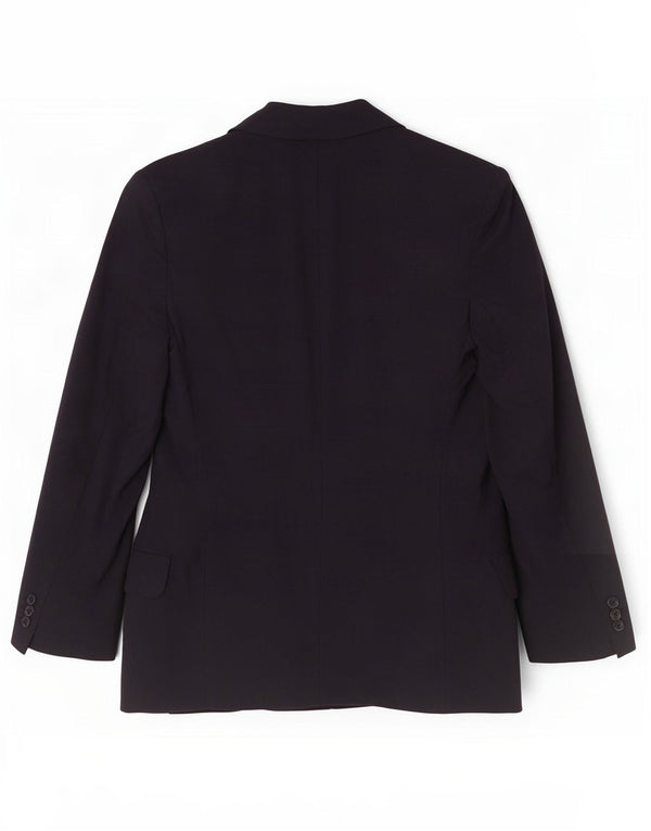 Sisley Veste Blazer 2 Boutons Femme UK 6 XS Bleu Marine Laine Vierge