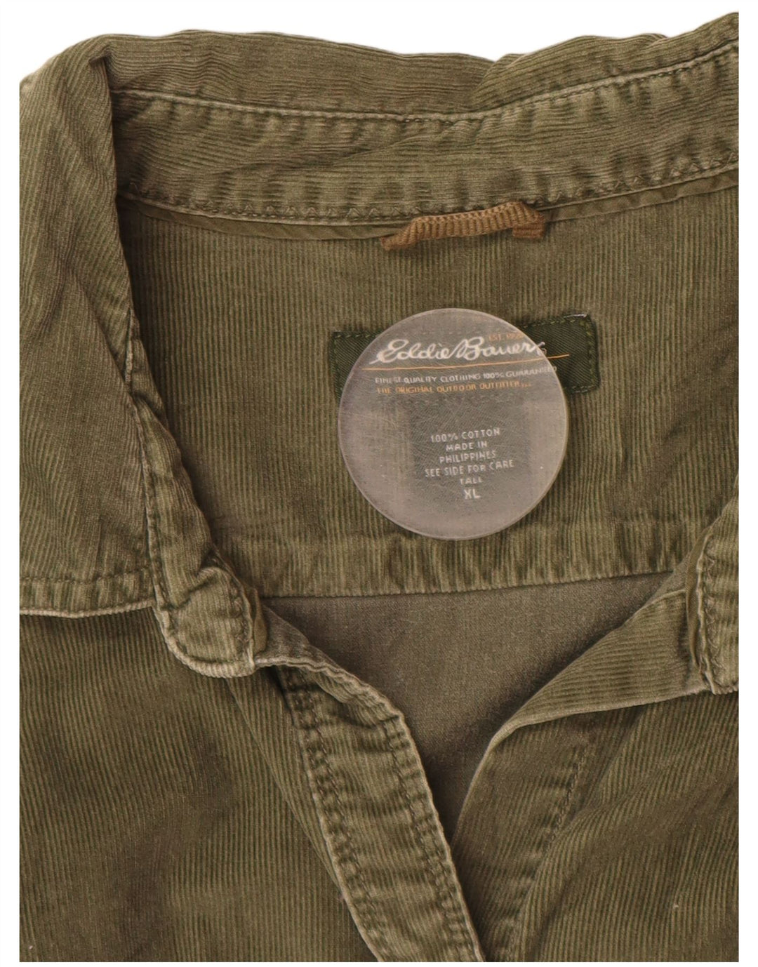 EDDIE BAUER Chemise haute en velours côtelé pour femme UK 18 XL Coton vert