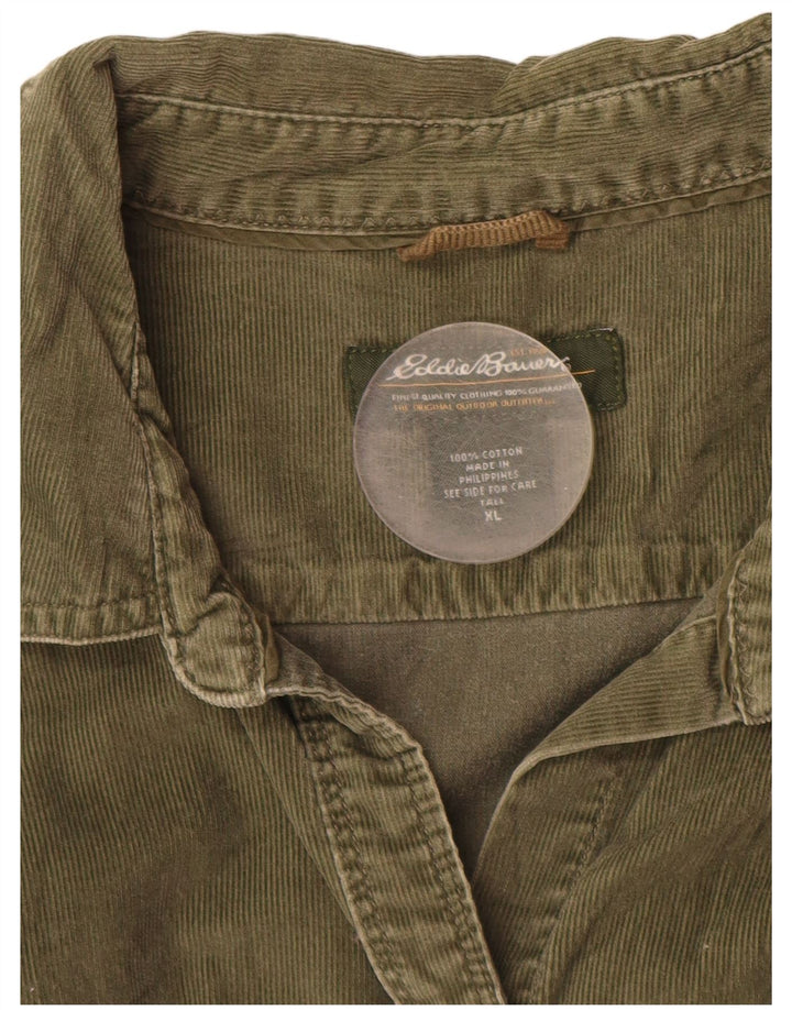 EDDIE BAUER Chemise haute en velours côtelé pour femme UK 18 XL Coton vert