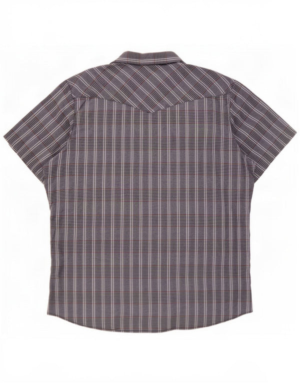 Wrangler Chemise à manches courtes pour homme Gris 2XL en coton à carreaux