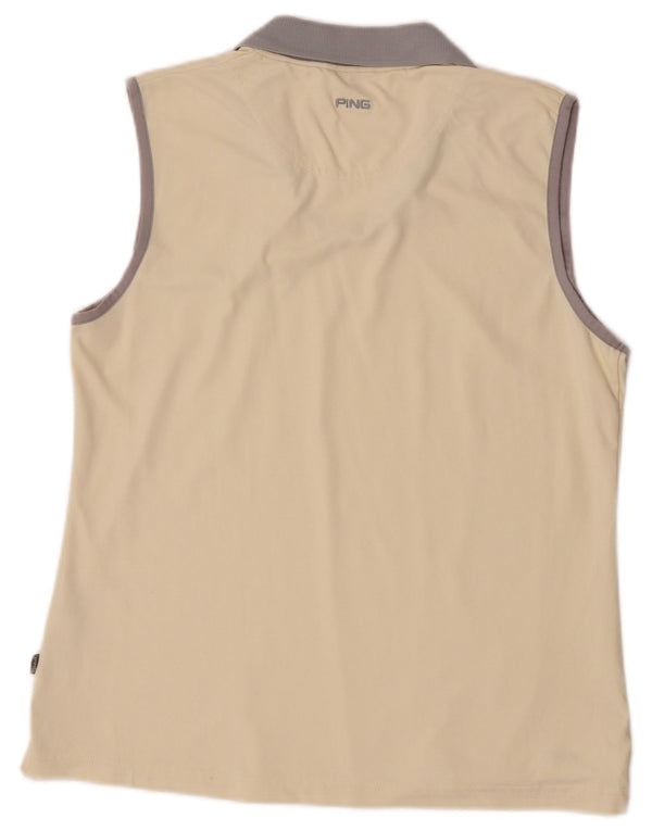 Ping Polo sans manches pour femme UK 14 Large Off White Colourblock Nylon