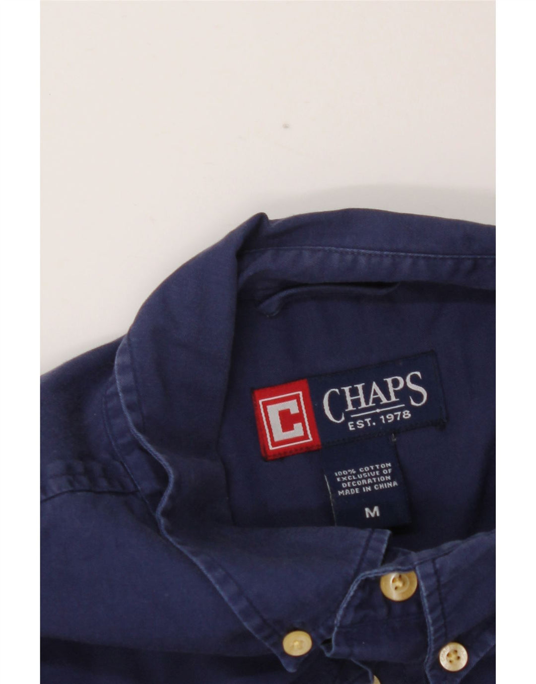 Chemise Homme Chaps Coton Bleu Marine Moyen