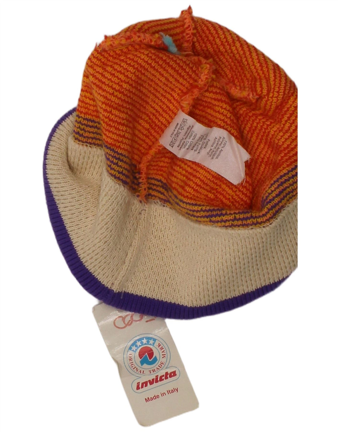 Invicta Bonnet à pompon en tricot graphique pour femme Taille unique Orange Acrylique