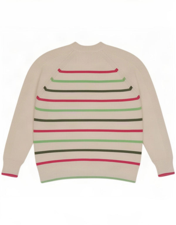 Marks & Spencer Pull ras du cou pour femme UK 14 Medium Blanc rayé