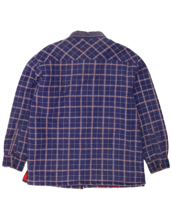 Marc Kostner Chemise en flanelle Lumberjack pour homme en coton à carreaux bleu XL