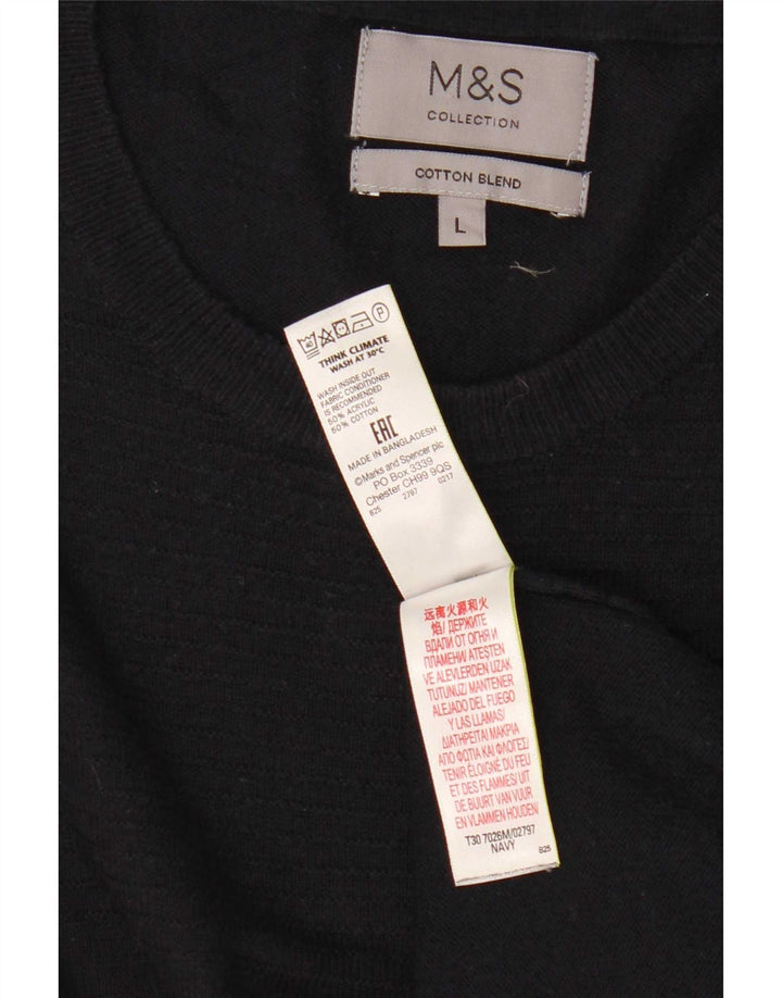 Marks & Spencer Pull col rond pour homme en acrylique bleu marine Taille L