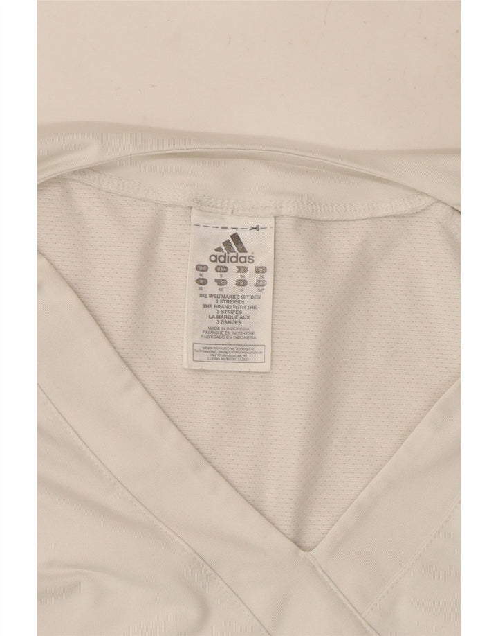 ADIDAS Débardeur Femme UK 10 Petit Blanc Polyester