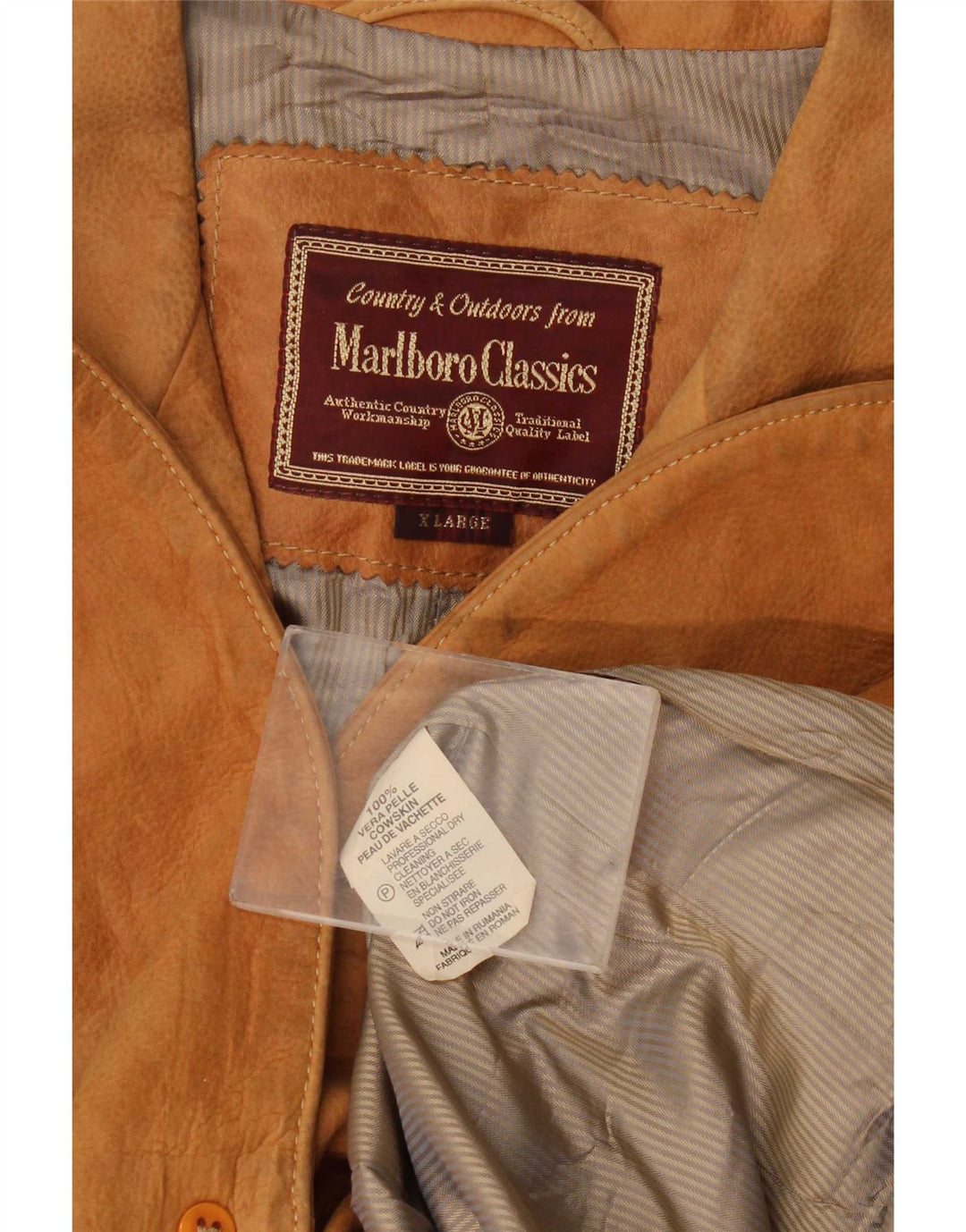 Marlboro Classics Veste blazer en daim à 3 boutons pour homme UK 42 XL Cuir beige