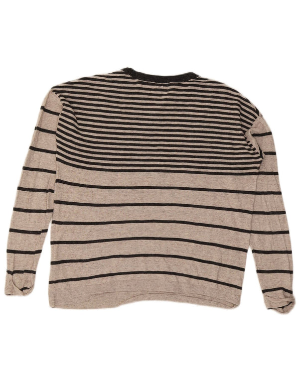 Fat Face Pull surdimensionné à col bateau pour femme UK 10 Petit gris rayé