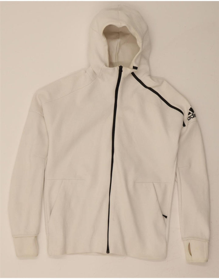 ADIDAS Pull à capuche zippé pour homme en coton blanc moyen