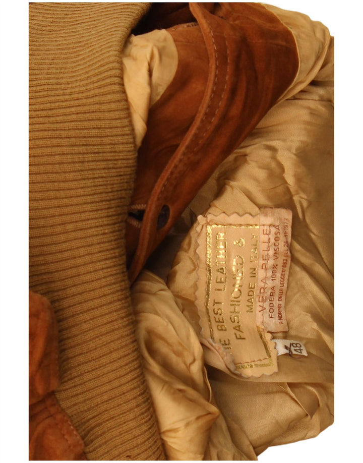 vintage Femme Daim Bomber Jacket IT 48 XL Cuir Marron