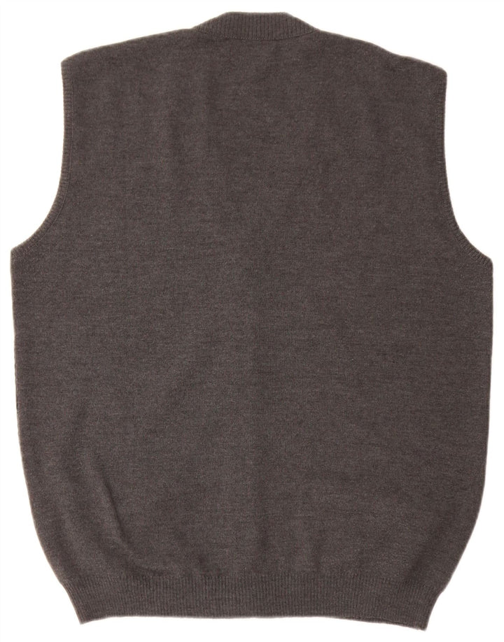 Bernardi Pull Cardigan sans Manches Homme IT 52 Large Laine Géométrique Gris