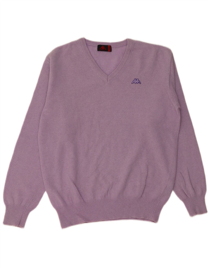 KAPPA Pull col V pour homme en laine d'agneau Violet Taille S