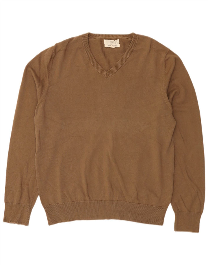 Marks & Spencer Pull col V Homme Marron Moyen Coton
