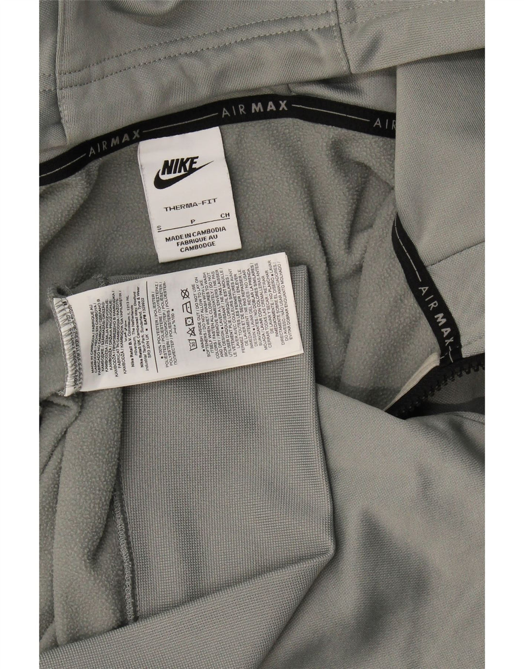 Nike Pull à capuche zippé graphique pour homme Petit gris Polyester