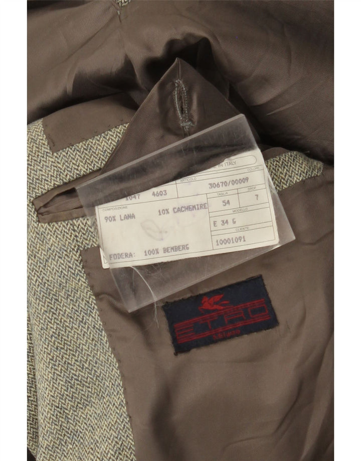 Etro Veste Blazer 3 Boutons Homme IT 54 2XL Laine à Chevrons Vert