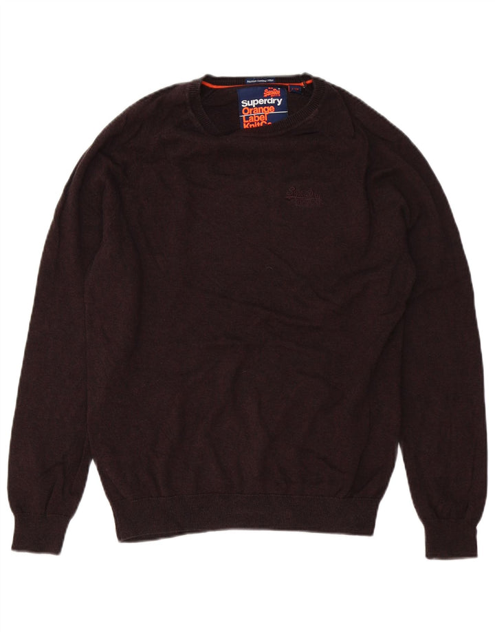 Superdry Pull à col bateau pour homme Petit coton marron